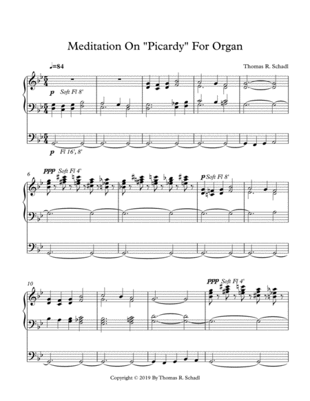 Free Sheet Music Meditation On Picardy For Organ