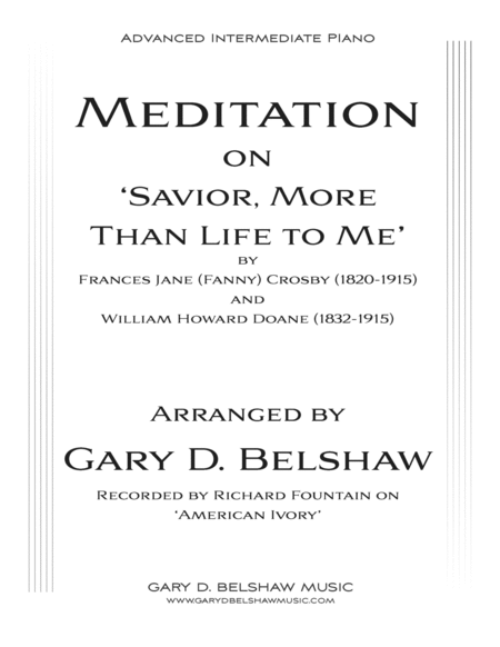 Meditation On Savior More Than Life To Me Sheet Music