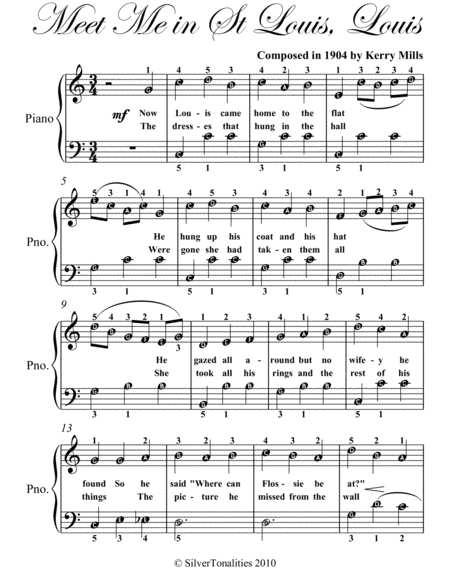 Meet Me In St Louis Louis Easy Piano Sheet Music Sheet Music