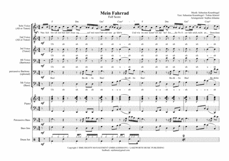 Mein Fahrrad A Capella Choral Bandinstruments Optional Sheet Music