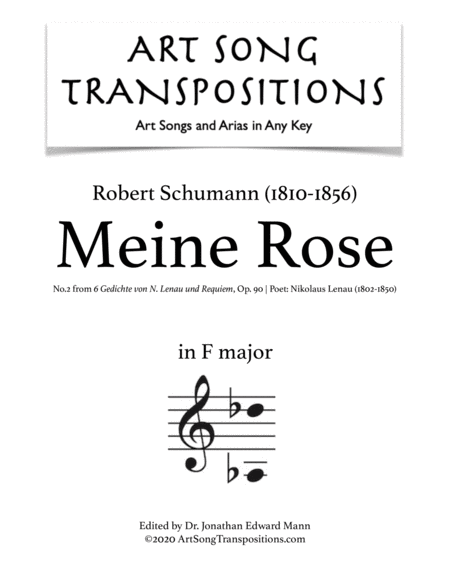 Free Sheet Music Meine Rose Op 90 No 2 Transposed To F Major