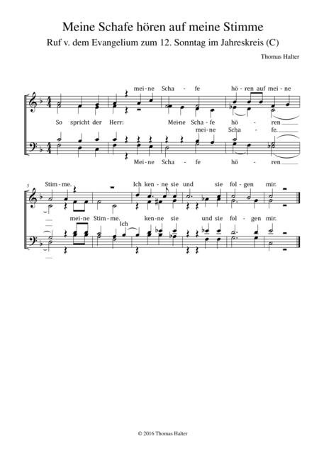 Meine Schafe Hren Auf Meine Stimme Sheet Music