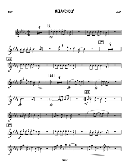 Free Sheet Music Melancholy Flute C Treble Clef