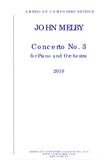 Melby Concerto No 3 For Piano And Orchestra Sheet Music