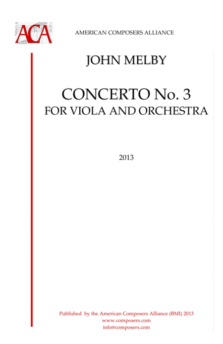 Melby Concerto No 3 For Viola And Orchestra Sheet Music