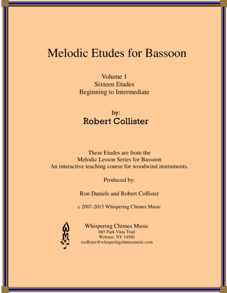 Melodic Etudes For Bassoon Volume I Beginning To Intermediate Players Sheet Music