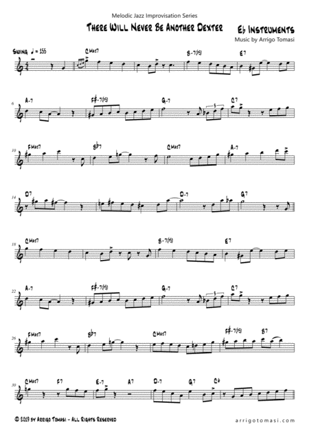 Free Sheet Music Melodic Jazz Improvisation Series There Will Never Be Another Dexter Eb Instruments