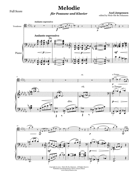 Free Sheet Music Melodie For Trombone And Piano