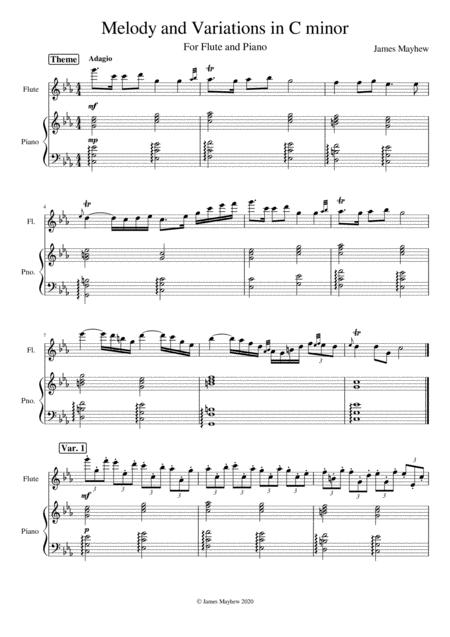 Melody And Variations For Flute And Piano Sheet Music