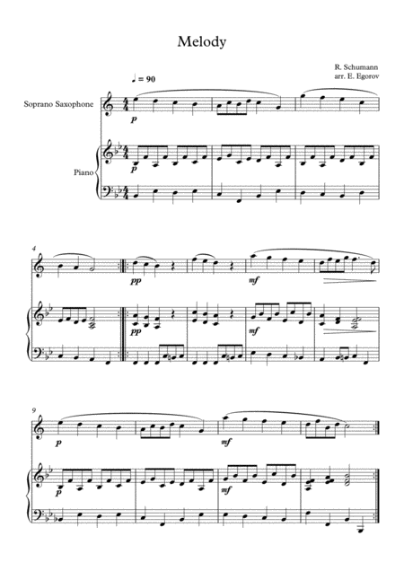 Free Sheet Music Melody Robert Schumann For Soprano Saxophone Piano