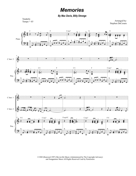 Memories Duet For C Instruments Sheet Music