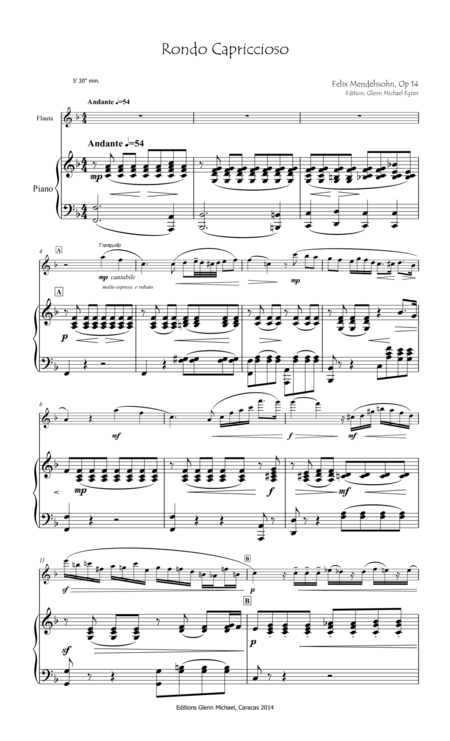 Free Sheet Music Mendelssohn Rondo Capriccioso For Flute Piano