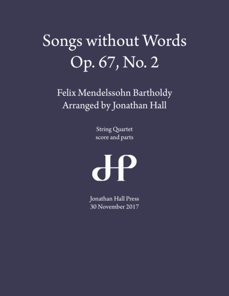 Mendelssohn Songs Without Words Op 67 No 2 Sheet Music