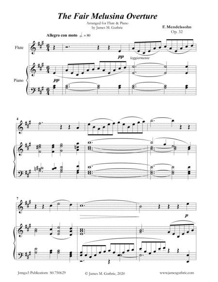 Mendelssohn The Fair Melusina Overture Op 32 For Flute Piano Sheet Music