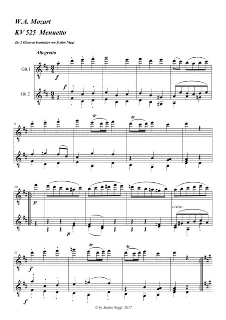 Menuet From Kv 525 Eine Kleine Nachtmusik For Guitar Duet Sheet Music