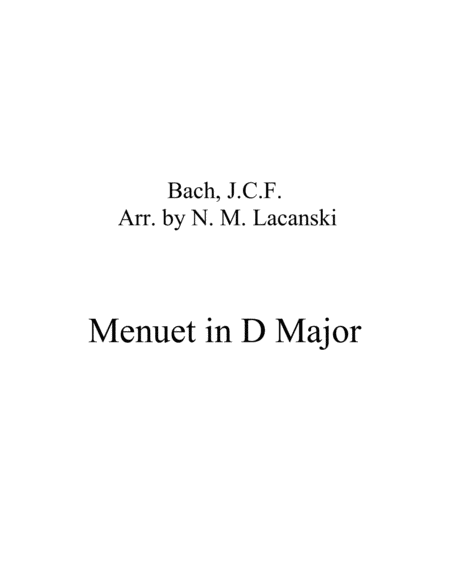 Menuet In D Sheet Music