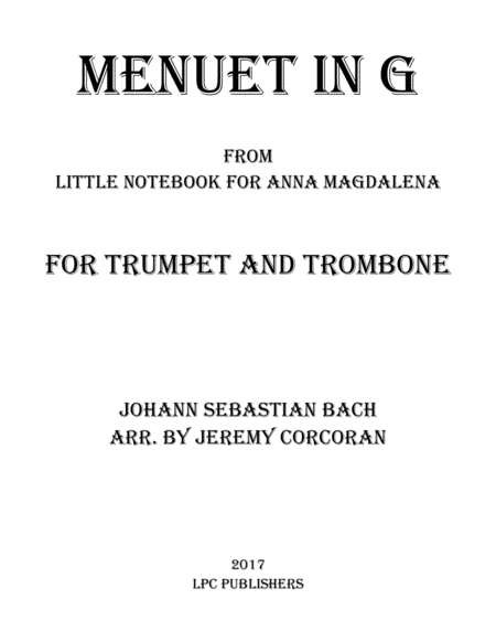 Free Sheet Music Menuet In G For Trumpet And Trombone