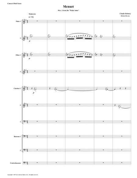 Free Sheet Music Menuet Mvt 3 From Debussys Petite Suite For Woodwind Choir