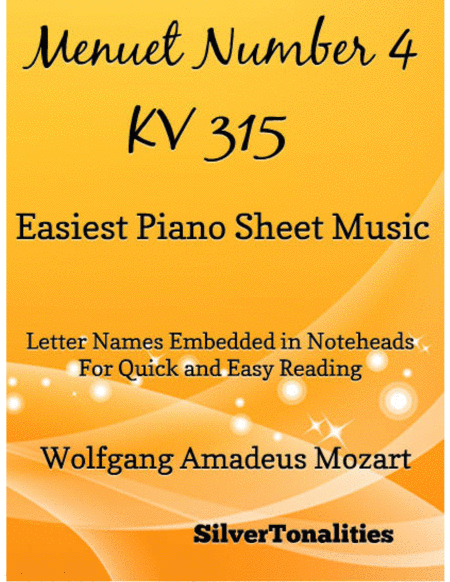 Menuet Number 4 Kv 315 Easiest Piano Sheet Music Sheet Music