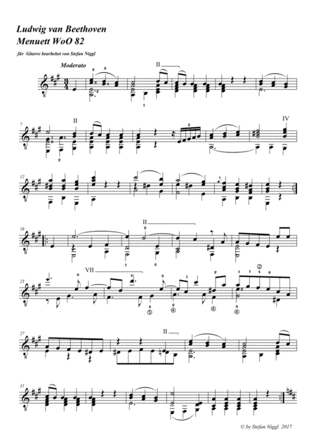 Menuet Woo 82 For Guitar Solo Sheet Music