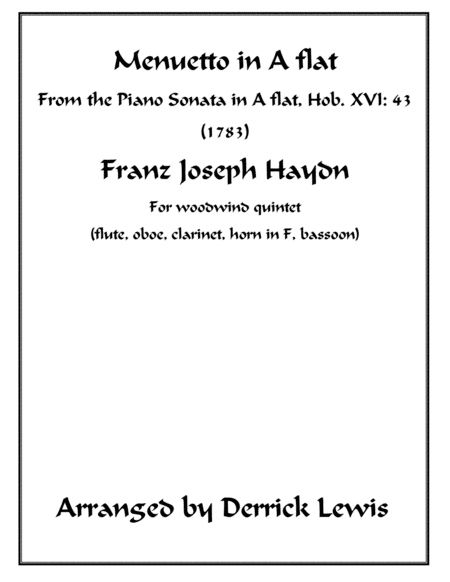 Menuetto From Haydns Piano Sonata Hob 16 43 Arr Derrick Lewis Sheet Music