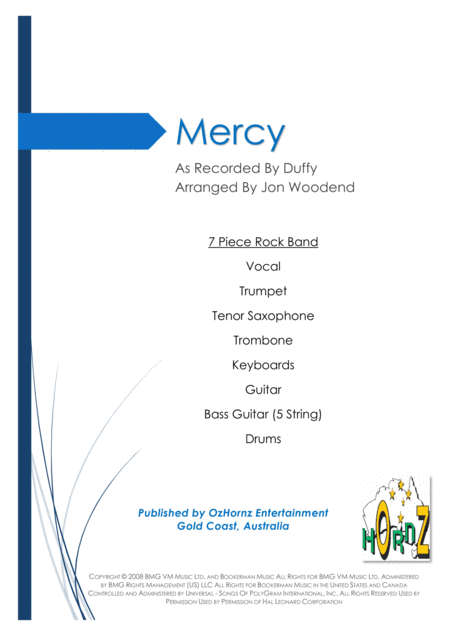 Mercy 7 Piece Horn Chart Sheet Music