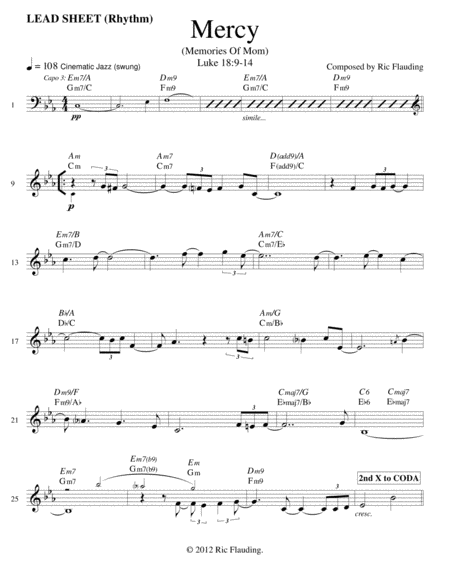 Free Sheet Music Mercy Memories Of Mom Lead Sheet