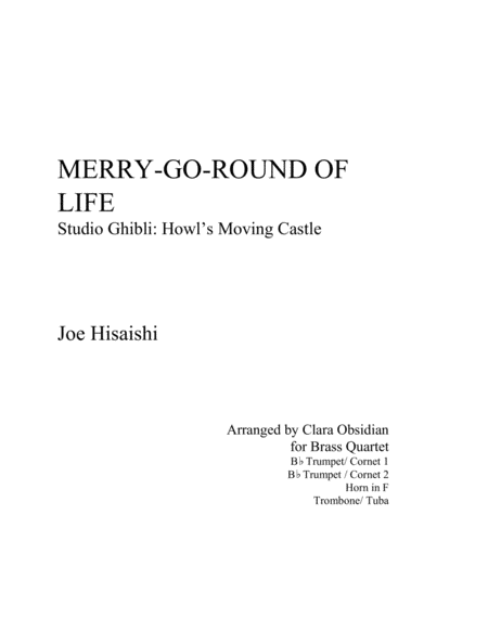 Merry Go Round Of Life Arr For Brass Quartet Sheet Music