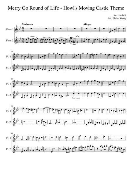 Merry Go Round Of Life Theme From Howl Moving Castle Student Teacher Flute Duet Sheet Music