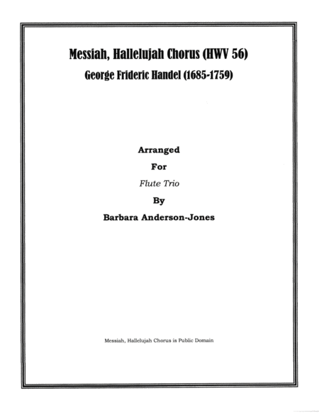 Messiah Hallelujah Chorus Flute Trio Score Sheet Music