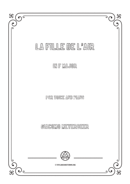 Meyerbeer La Fille De L Air In F Major For Voice And Piano Sheet Music