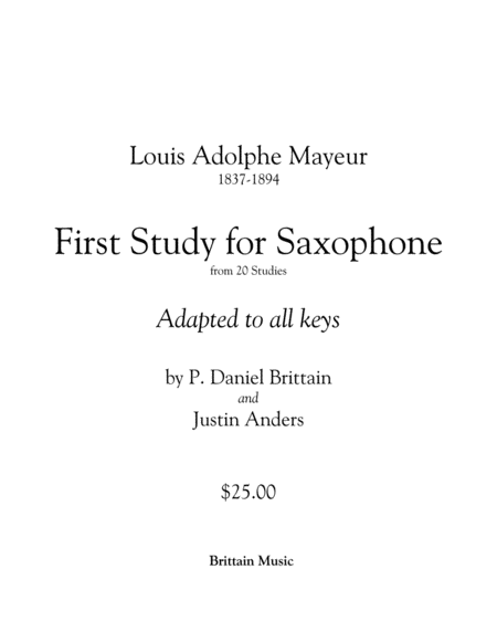 Free Sheet Music Meyeur 1st Study For Saxophone