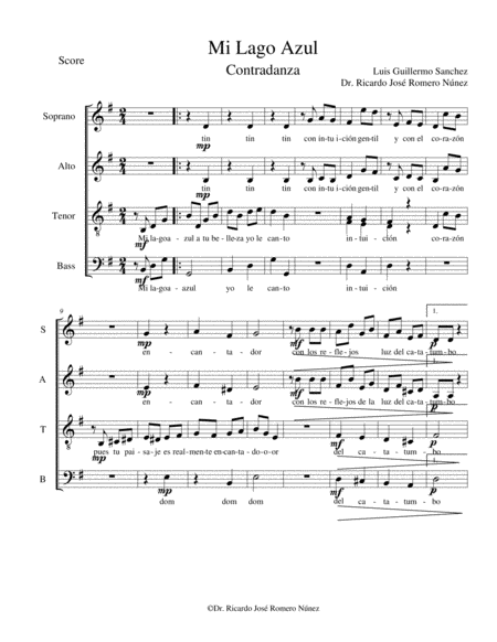 Mi Lago Azul Contradanza Sheet Music