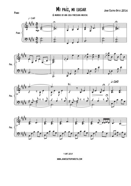 Mi Pas Mi Lugar Bomba Pasillo Juan Castro Pianista Sheet Music