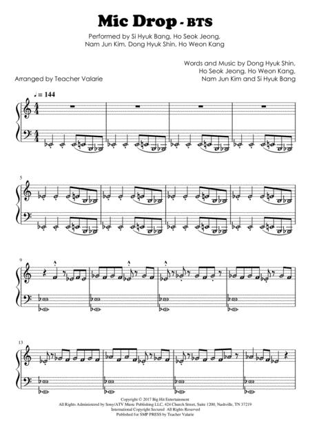 Free Sheet Music Mic Drop Piano Level 2 With Note Names