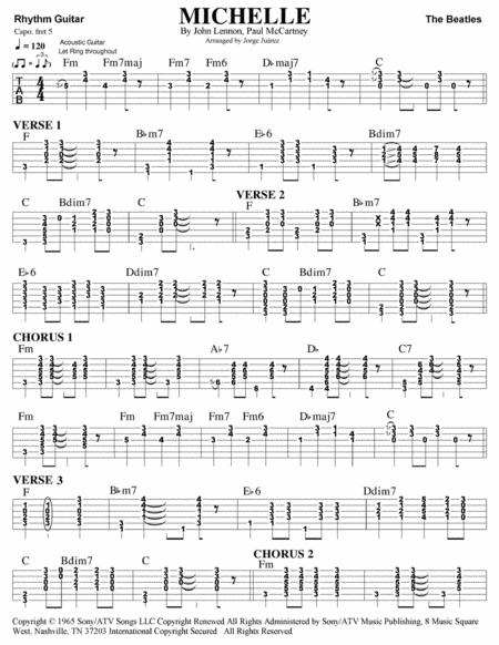 Free Sheet Music Michelle Guitar Tab