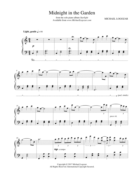 Free Sheet Music Midnight In The Garden