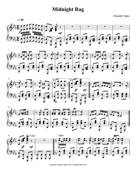 Free Sheet Music Midnight Rag