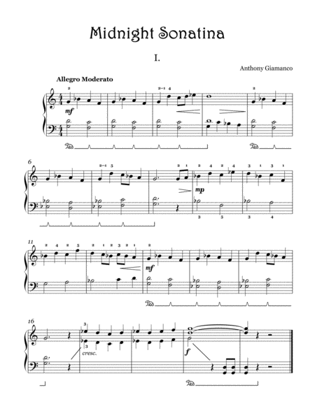 Free Sheet Music Midnight Sonatina Piano Solo