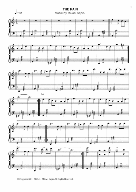 Free Sheet Music Mikael Sapin The Rain