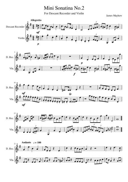 Mini Sonatina No 2 Sheet Music