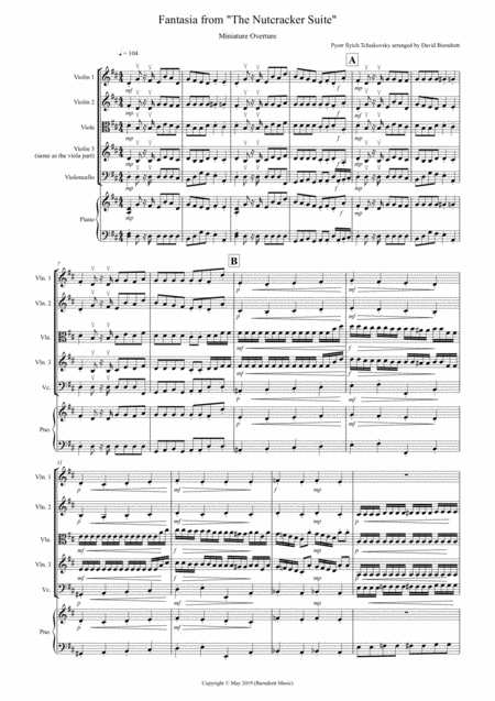 Free Sheet Music Miniature Overture Fantasia From Nutcracker For String Quartet