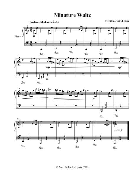 Free Sheet Music Miniature Waltz In A Minor