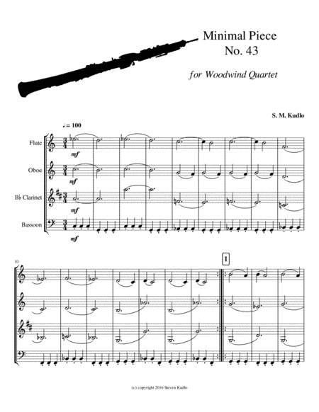 Minimal Piece No 43 For Woodwind Quartet Sheet Music