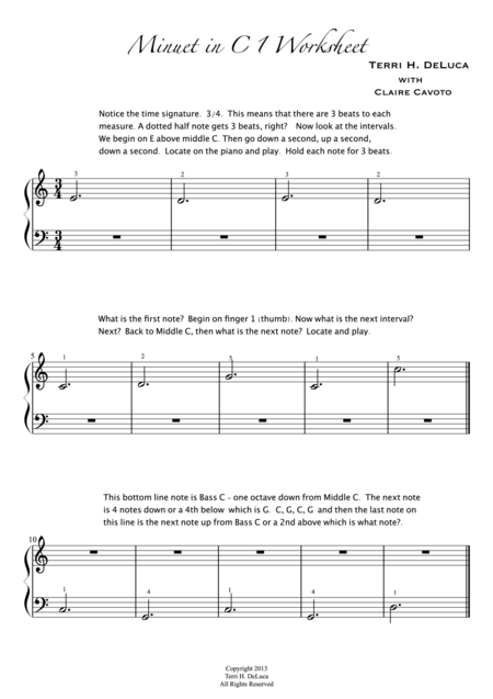 Minuet In C 1 2 3 4 5 Sheet Music