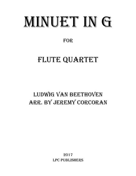 Free Sheet Music Minuet In G For Flute Quartet