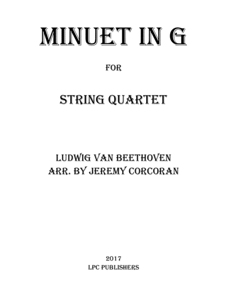 Minuet In G For String Quartet Sheet Music