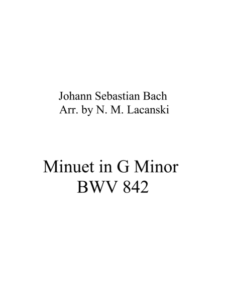 Free Sheet Music Minuet In G Minor Bwv 842