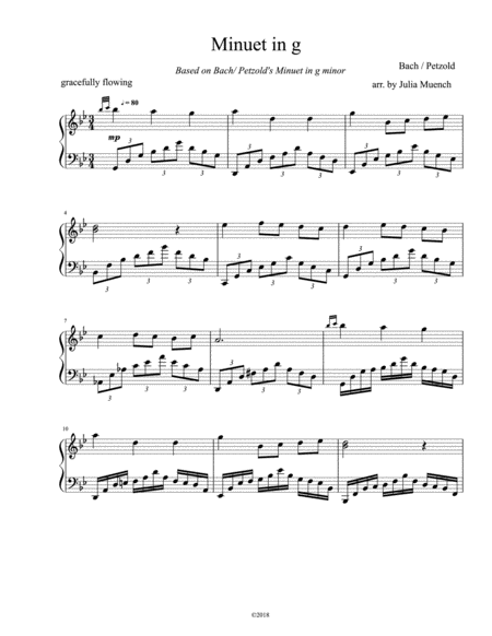 Minuet In G Minor By Bach Sheet Music