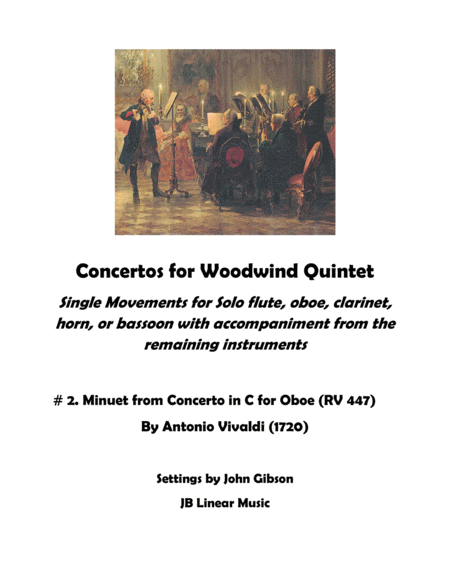 Free Sheet Music Minuet Oboe Concerto Rv447 Set For Woodwind Quintet